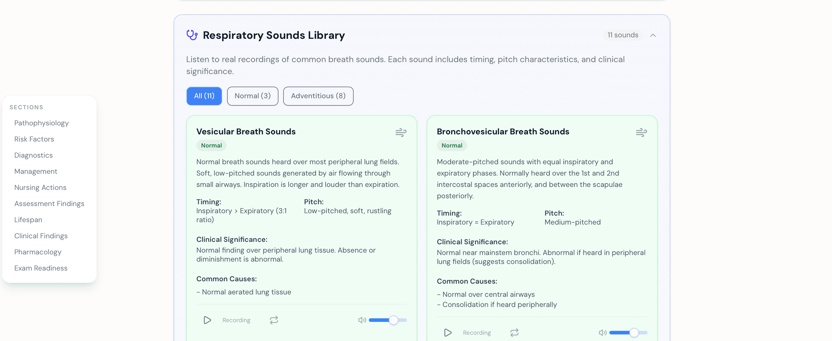 Lessons & rationales. Deep-dive study content with explanations that connect pathophysiology to bedside decisions.